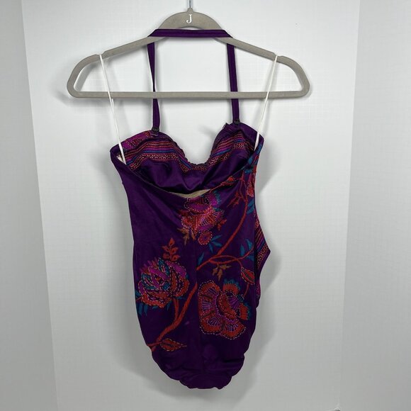 Sirena Deep Purple Paisley Patterned Halter Adjustable One piece swimsuit Sz. 12 - Picture 2 of 9